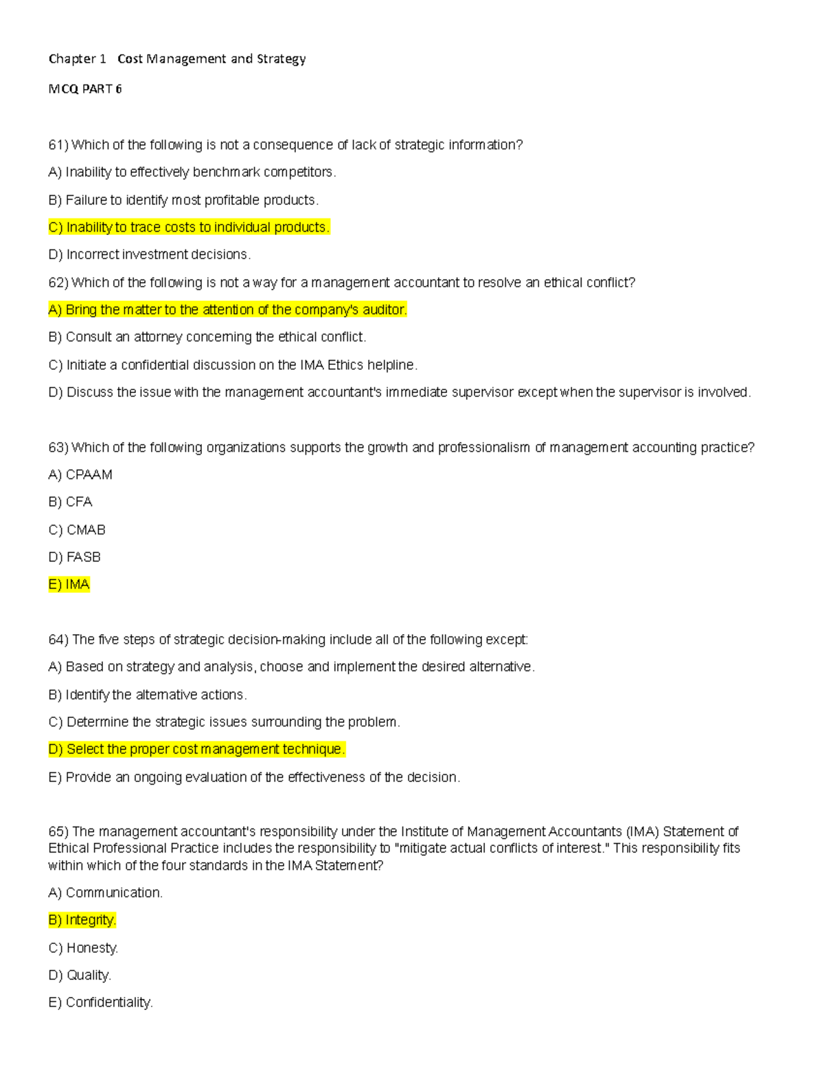 Strategic Management Chapter 1 PART 6 - Chapter 1 Cost Management And ...