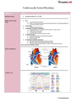 CVS 12 - Lecture notes 1-5 - © templatelab Cardiovascular System ...