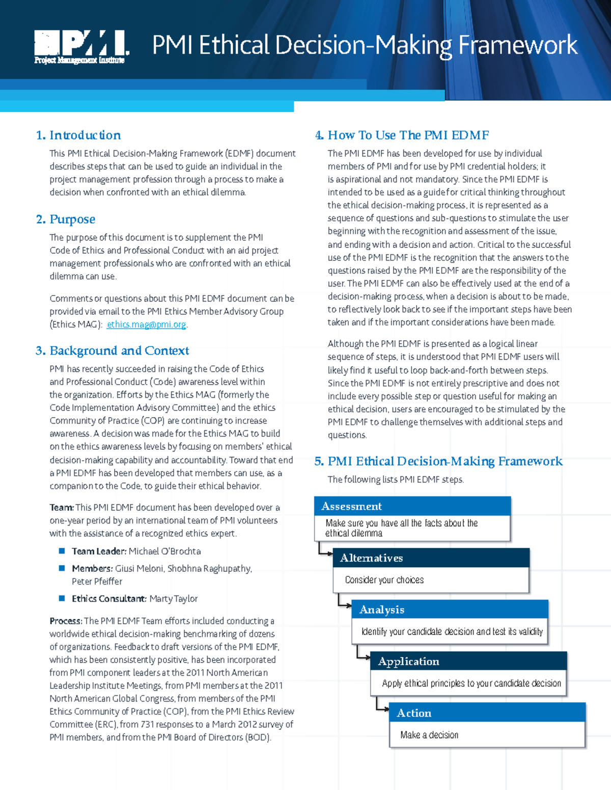 Ethical decision making framework - 1. Introduction This PMI Ethical ...