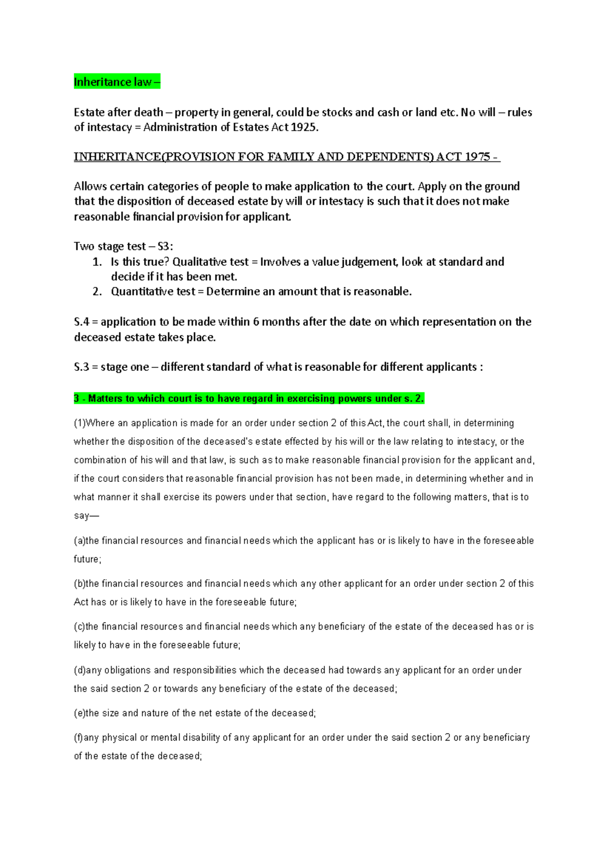 Inheritance law No will rules of intestacy = Administration of