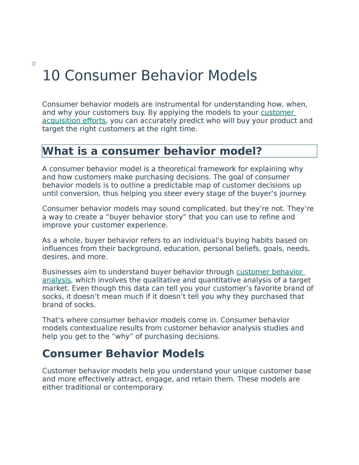 10 Consumer Behavior Models - o 10 Consumer Behavior Models Consumer ...