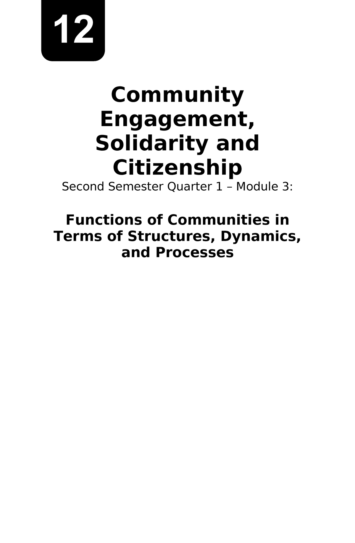 CESC Module 3 Lesson Final - Community Engagement, Solidarity And ...