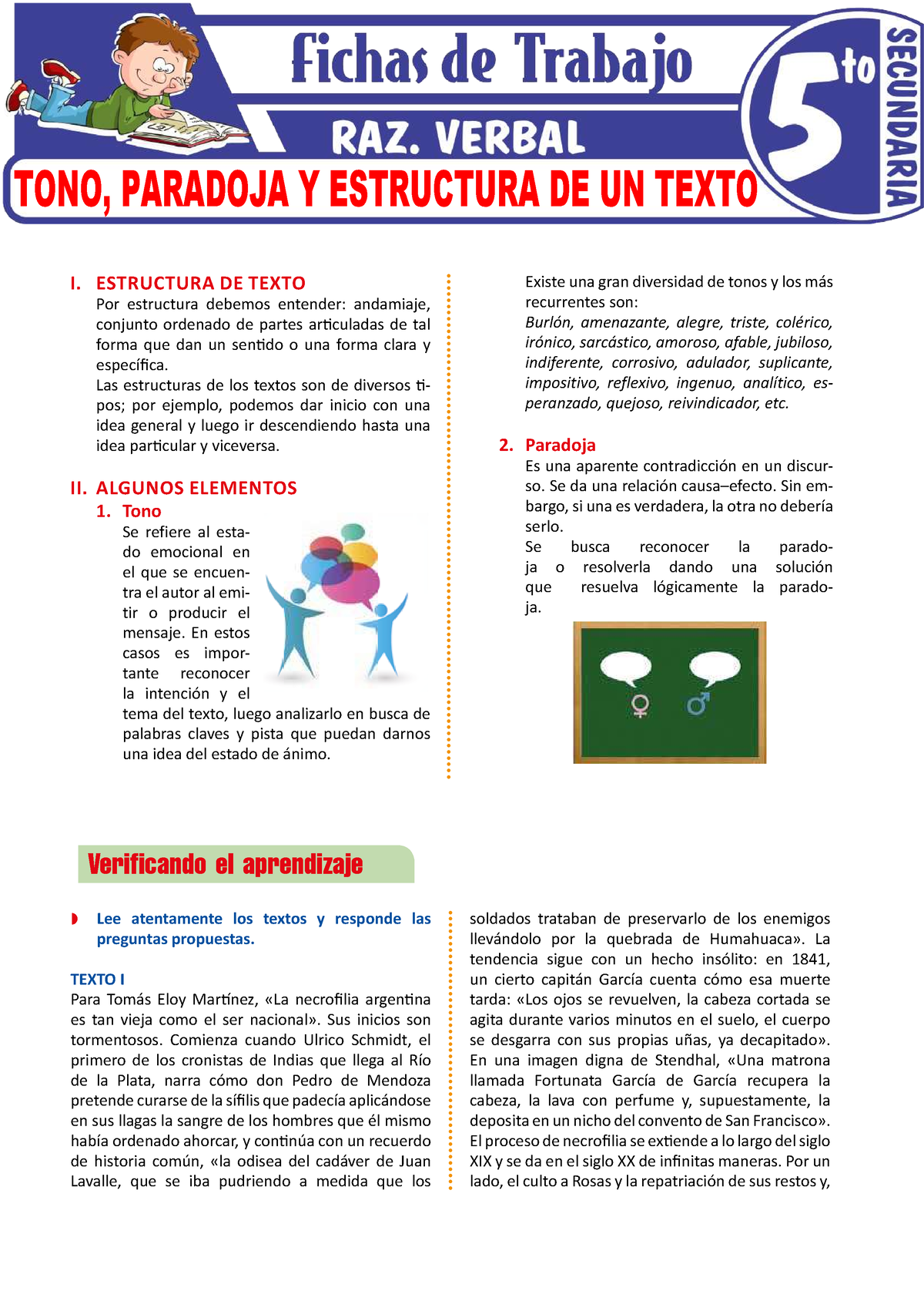 Tono Paradoja Y Estructura De Un Texto Para Quinto Grado De Secundaria Existe Una Gran 7035