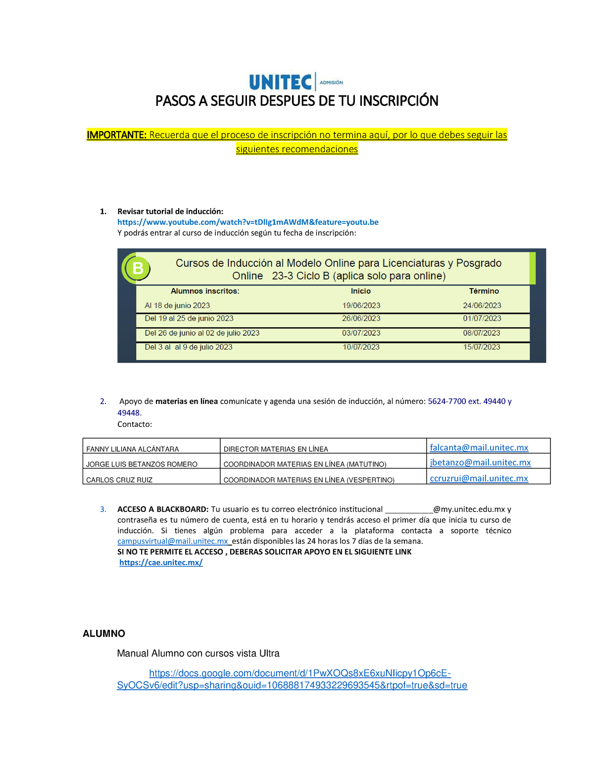 GUIA Pasos A Seguir UGOL (B) - PASOS A SEGUIR DESPUES DE TU INSCRIPCI”N ...