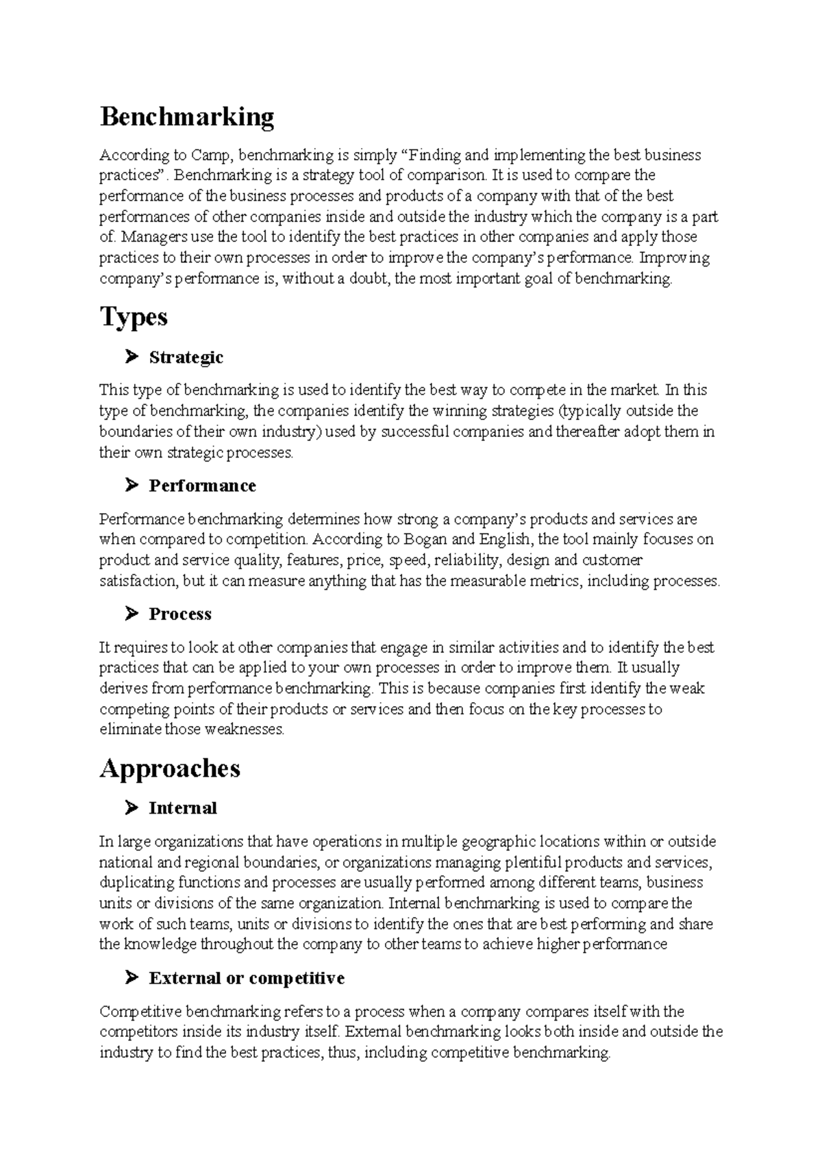 Benchmarking - Benchmarking is a strategy tool of comparison. It is ...
