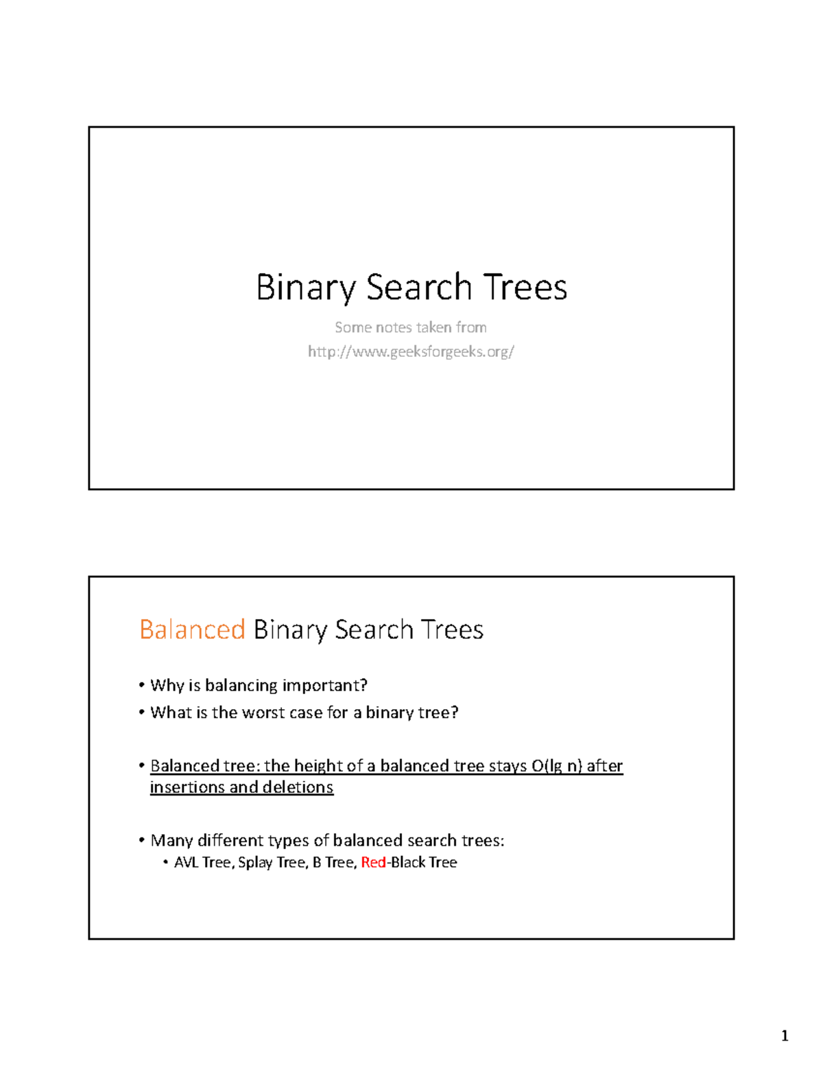 Binary Search Trees Some notes - Binary Search Trees Some notes taken ...