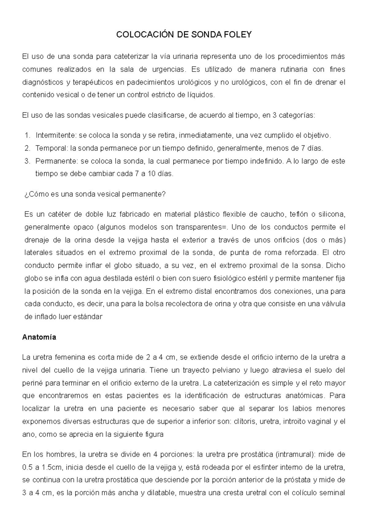 Colocaci N De Sonda Foley Colocaci N De Sonda Foley El Uso De Una Sonda Para Cateterizar La