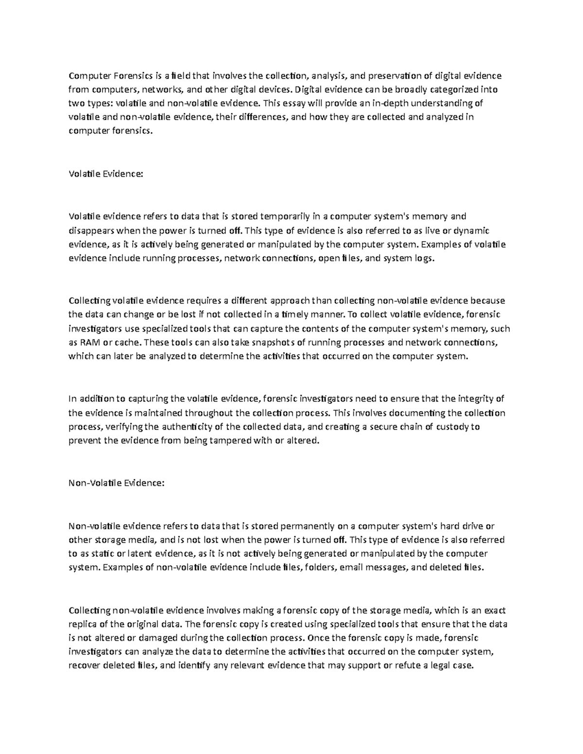 Computer Forensics is a field that involves the collection - Digital ...