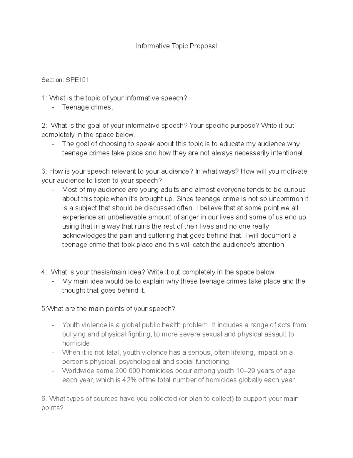 Informative Topic Proposal - Informative Topic Proposal Section: SPE 1 ...