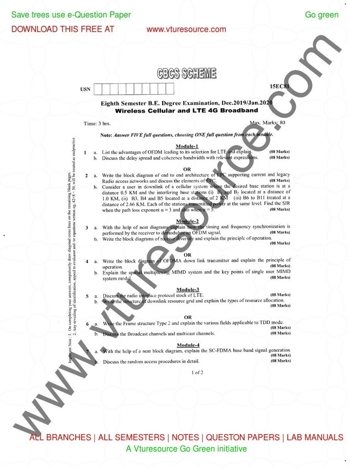 vtu phd entrance exam question papers for electronics and communication