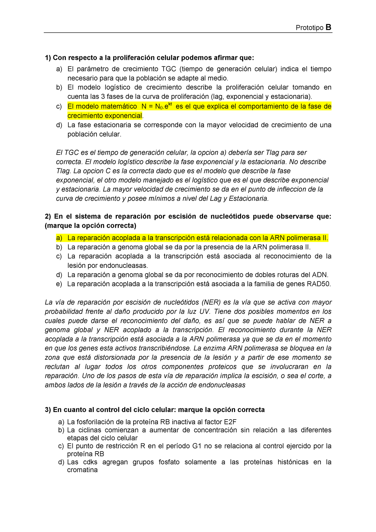 Examen Julio 2022- Prototipo B Correctas Y Fundamentacion - Con ...