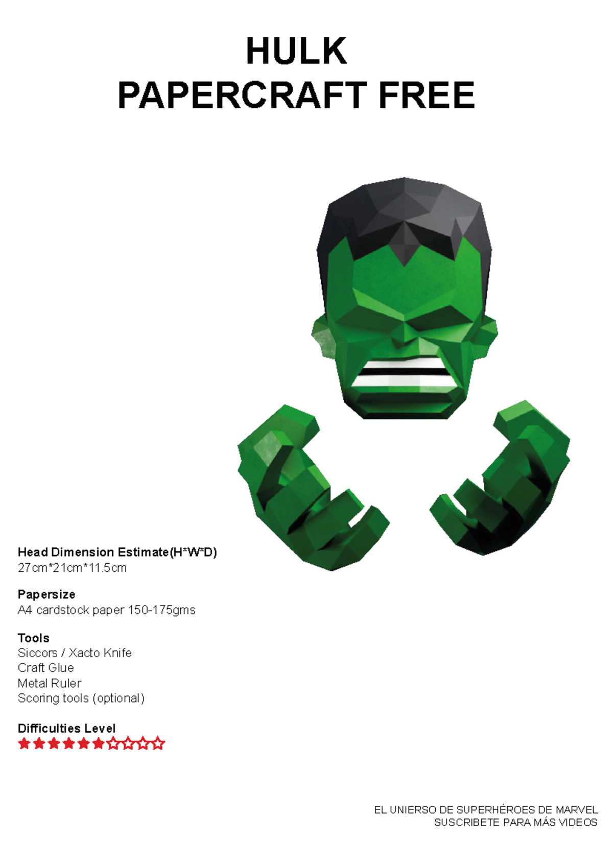Decoración buena - HULK PAPERCRAFT FREE EL UNIERSO DE SUPERHÉROES DE ...