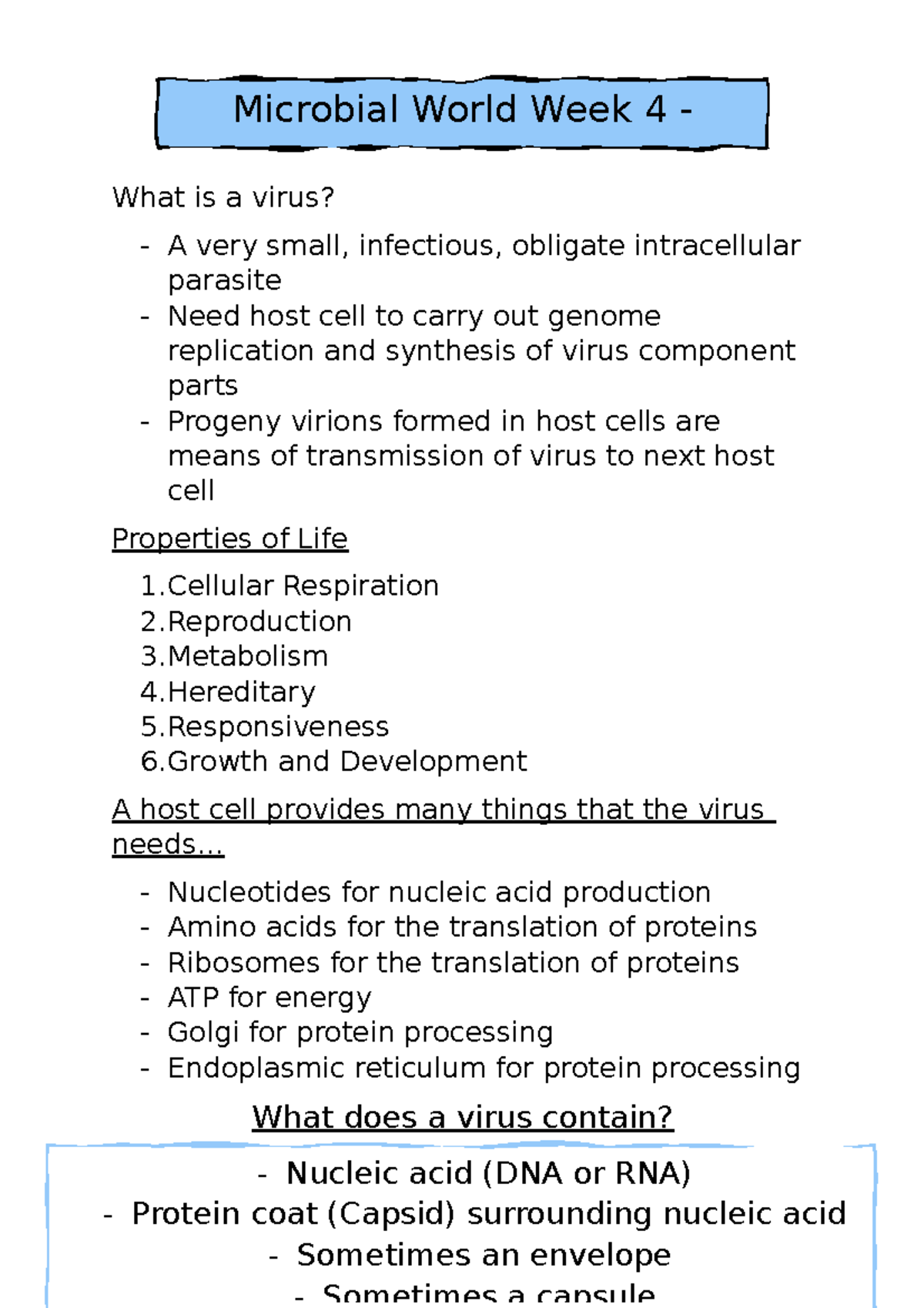 Viruses - Lecture Notes 6 - What Is A Virus? - A Very Small, Infectious ...