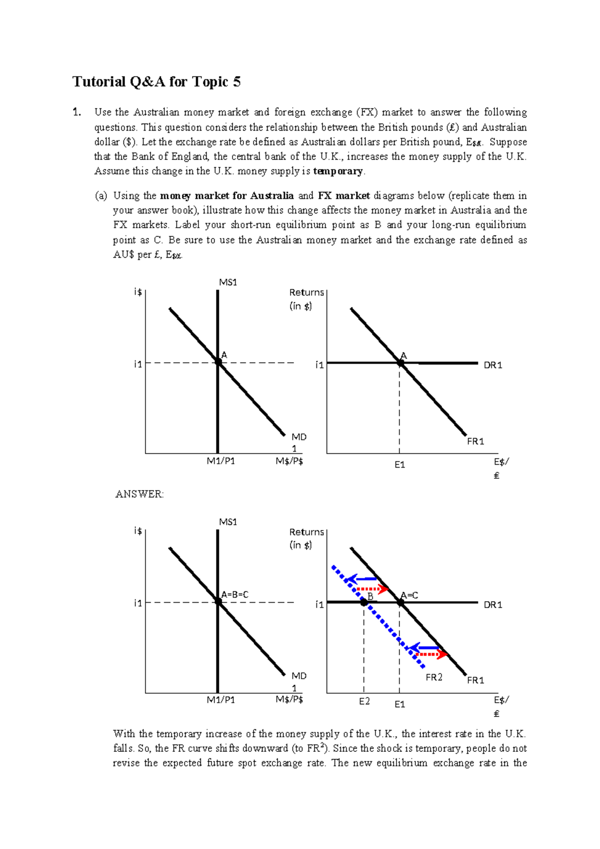 Week 06 Tutorial Topic 05 QA - DR A FR Returns (in $) i E1 E$/ ₤ MS M ...