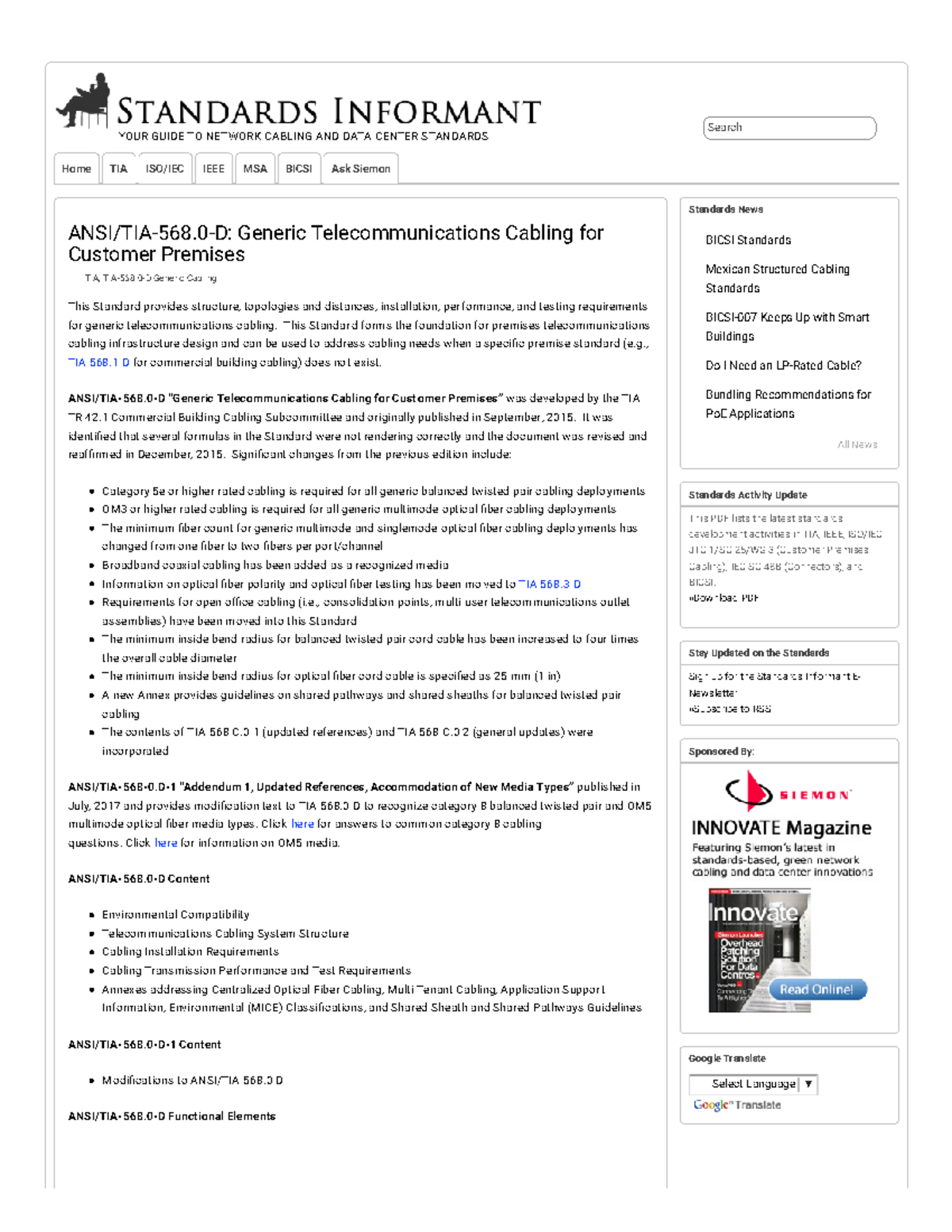1 ANSI TIA-568.0-D Generic Telecommunications Cabling for Customer ...