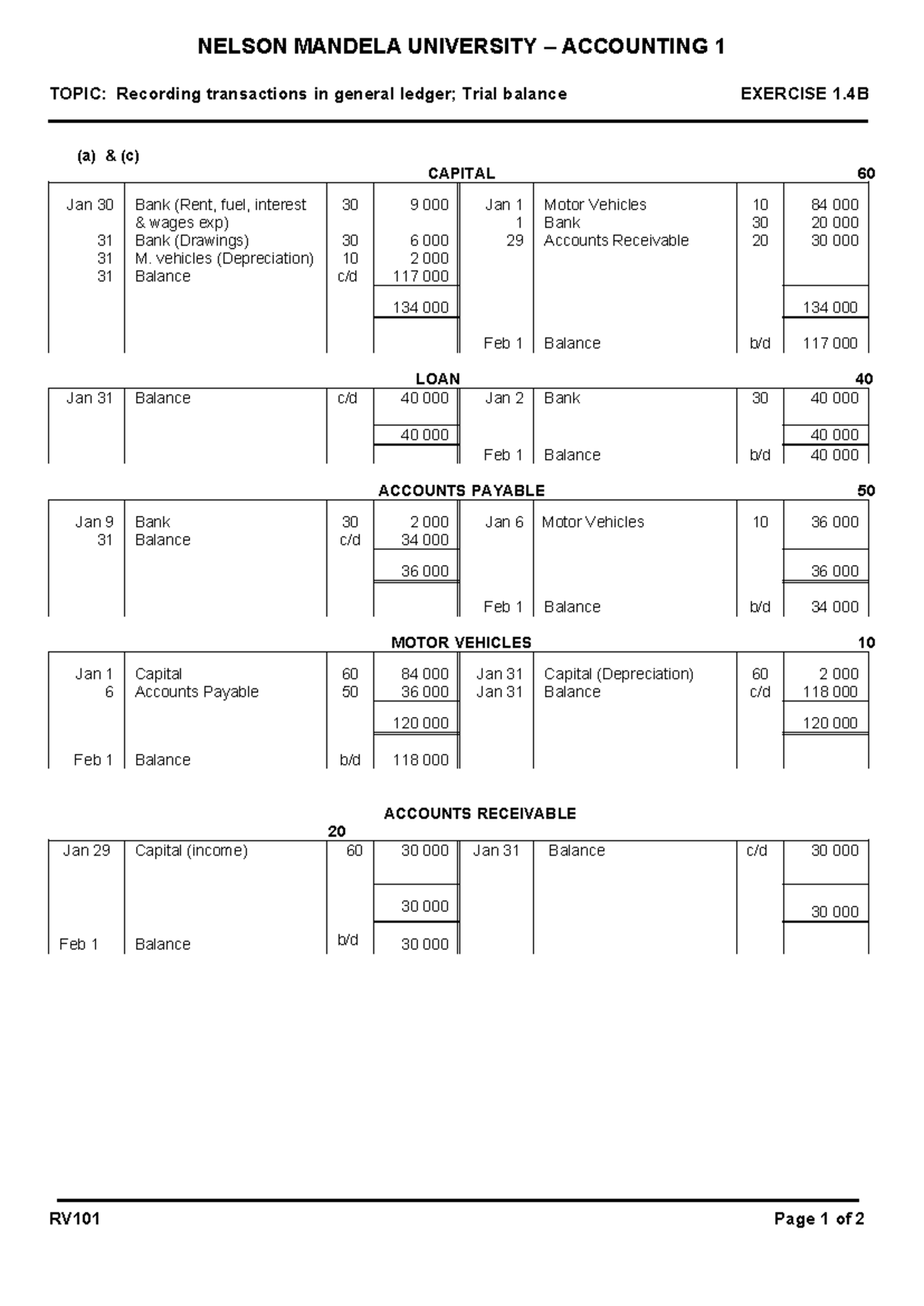EXER 1.4B SOL-General Ledger (2022) - NELSON MANDELA UNIVERSITY ...