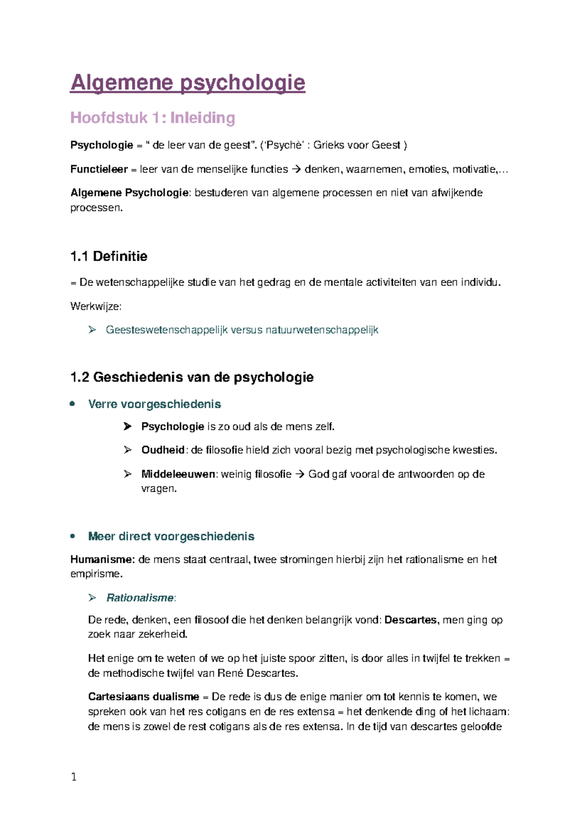 Algemene Psychologie Juiste Samenvatting - Algemene Psychologie ...