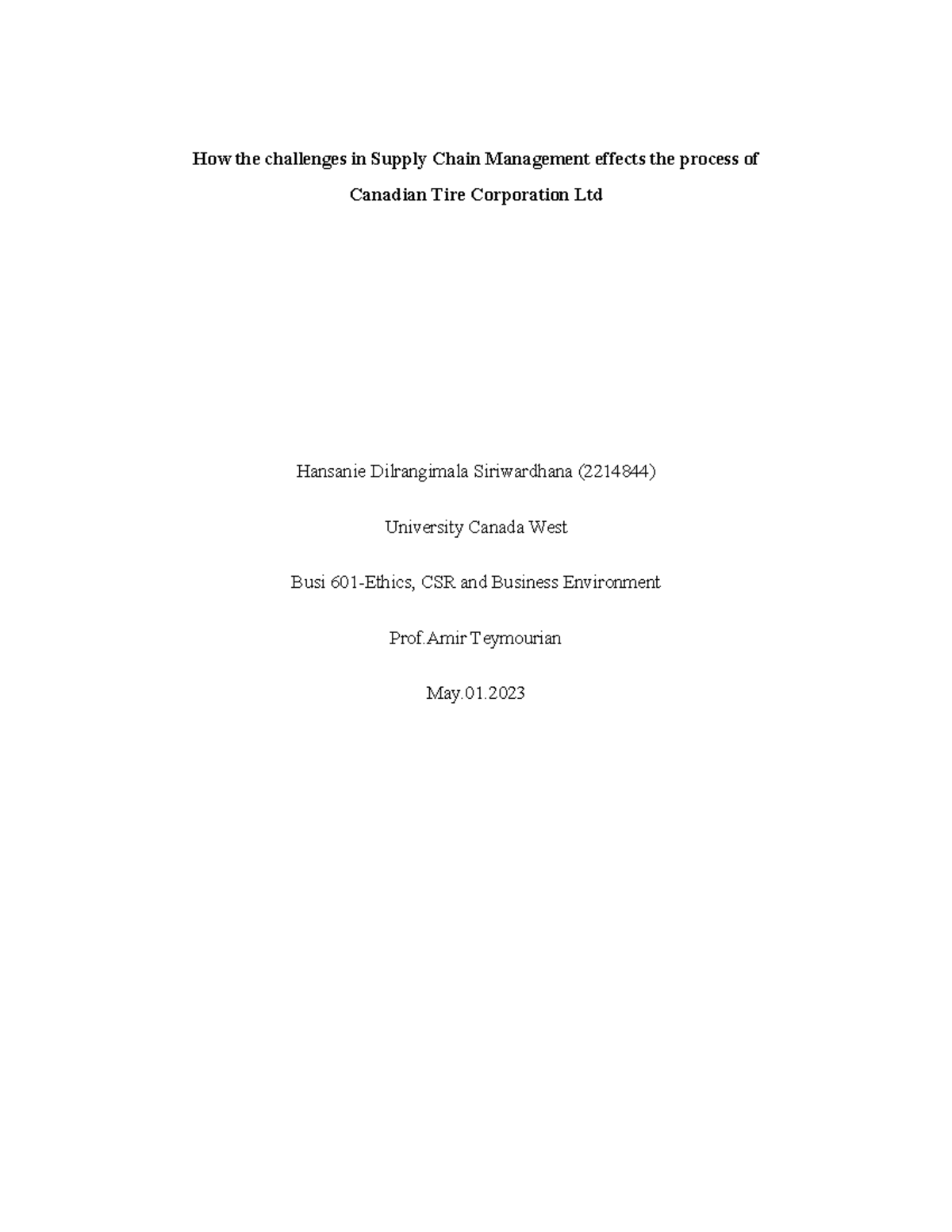 Macro analysis-individual assignment - How the challenges in Supply ...