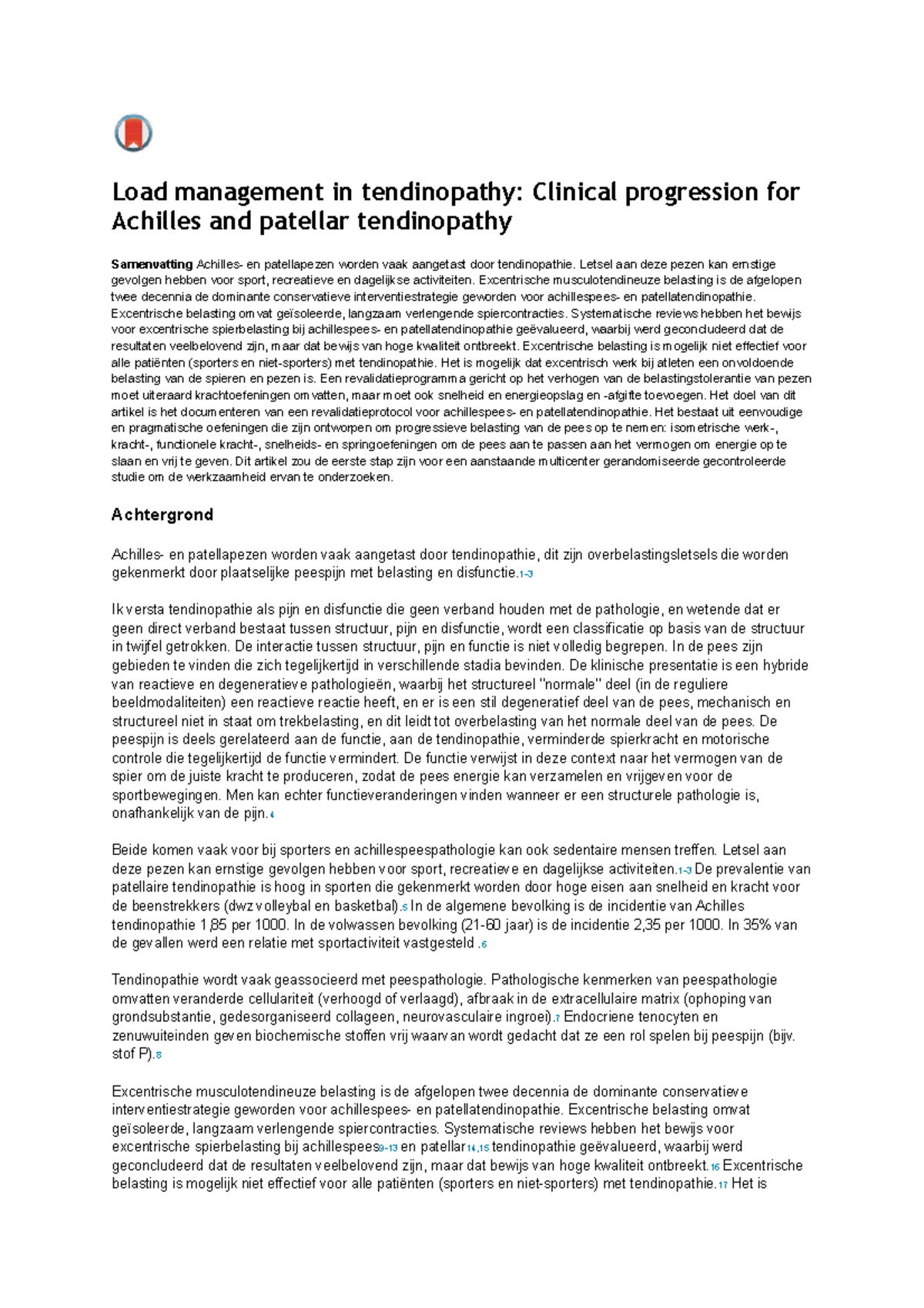 Load Management In Tendinopathy Clinical Progression For Achilles And ...