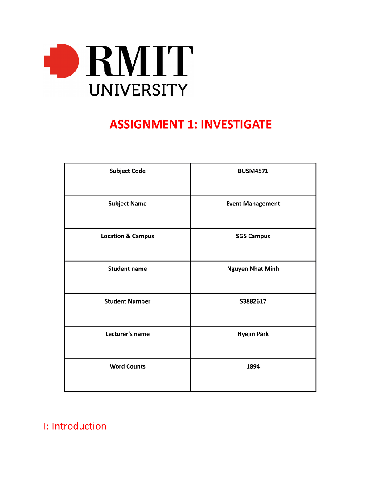 event management case study assignment