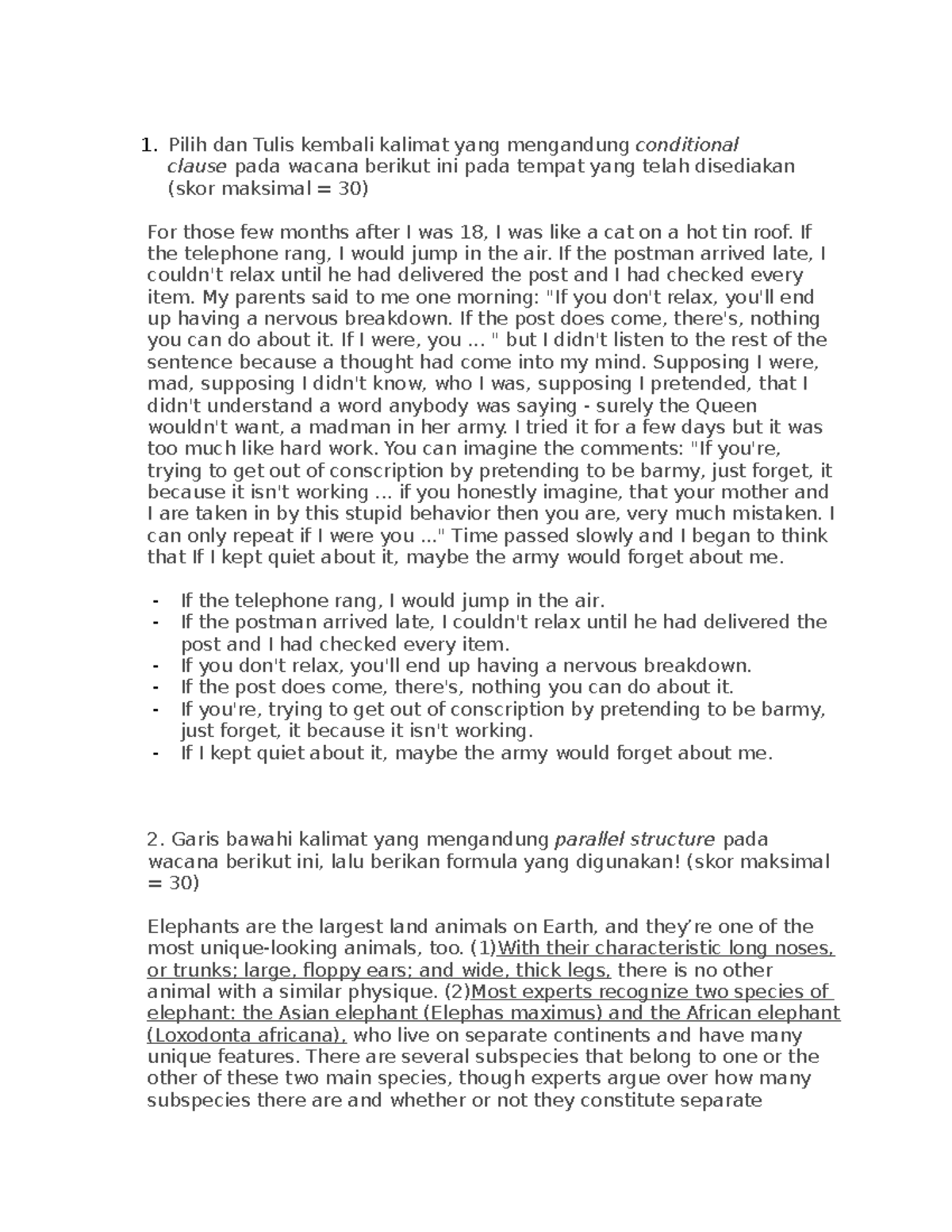 Tugas 22 for note Pilih dan Tulis kembali kalimat yang mengandung