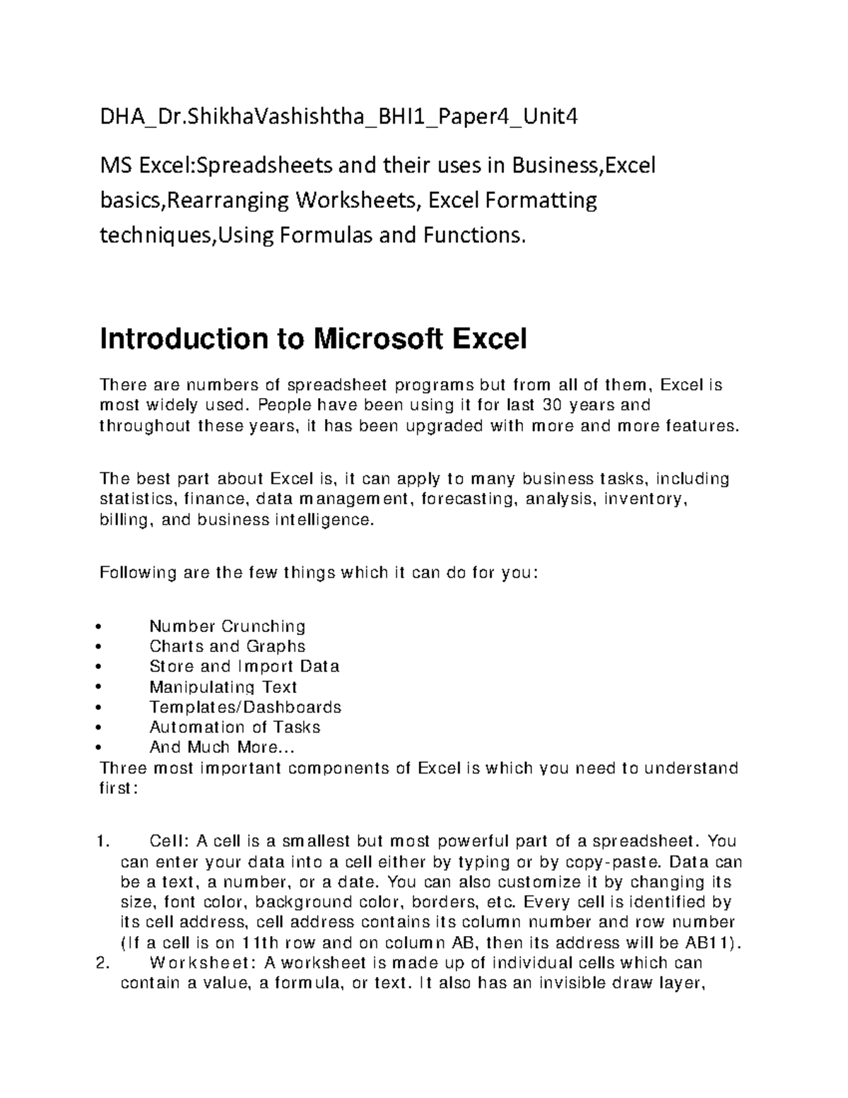 excel-3-dha-dr-bhi1-paper4-unit-ms-excel-spreadsheets-and-their-uses