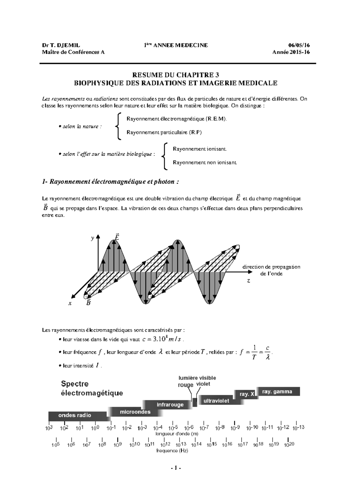 Med physique 2303radiations imagerie medicale Maître de Conférences