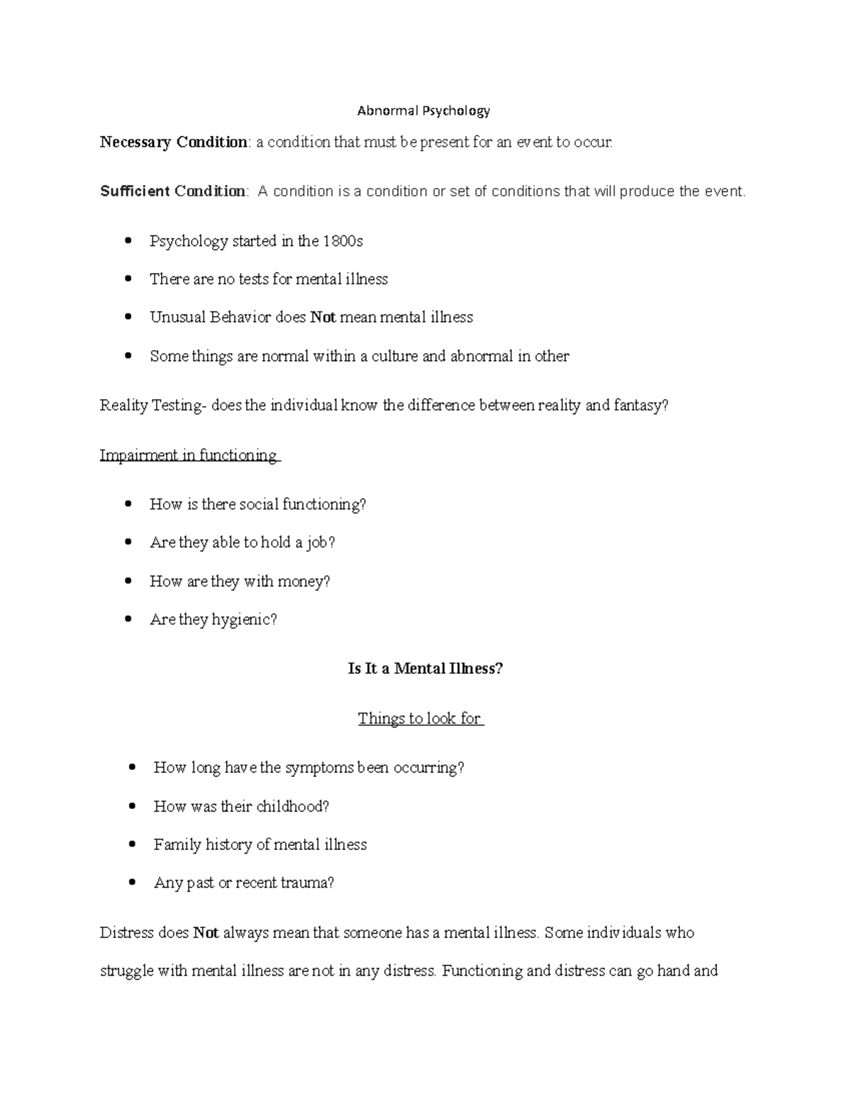 Abnormal Psych notes for chapter 1 - Abnormal Psychology Necessary ...