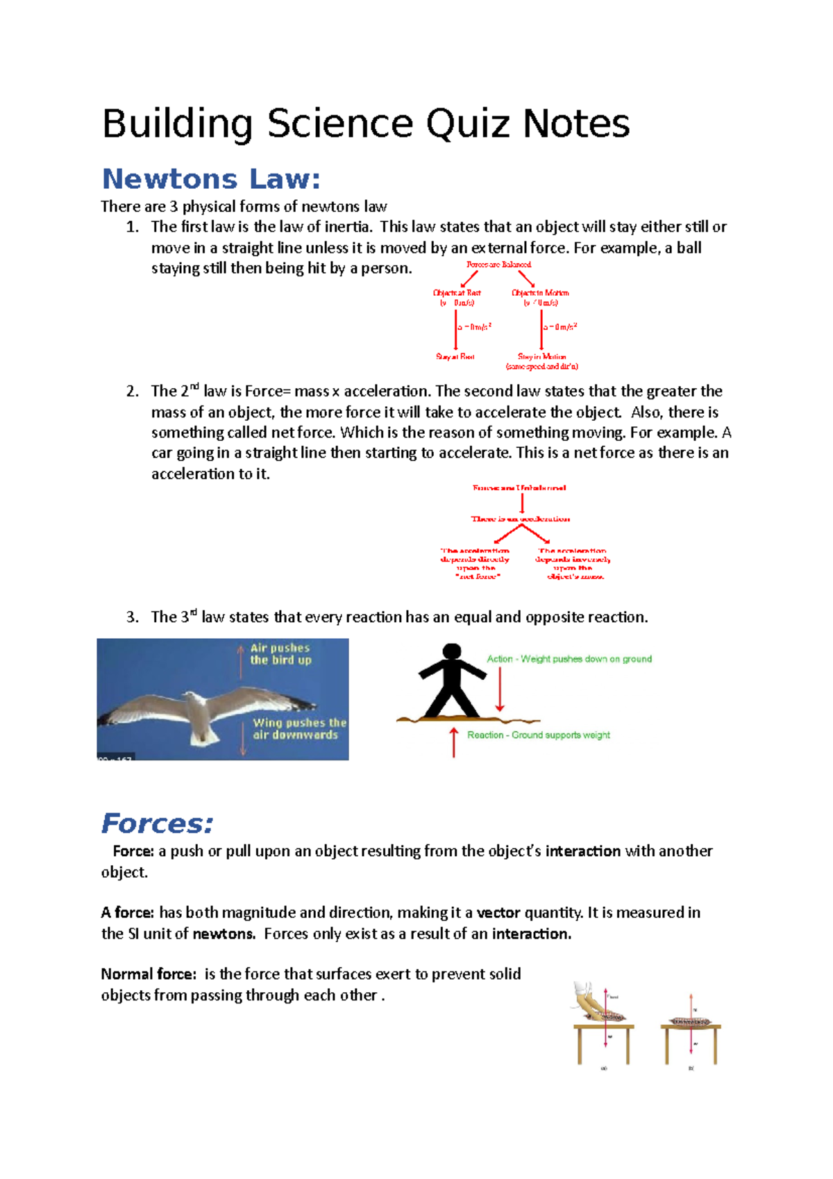 Building Science Quiz Notes Building Science Quiz Notes Newtons Law