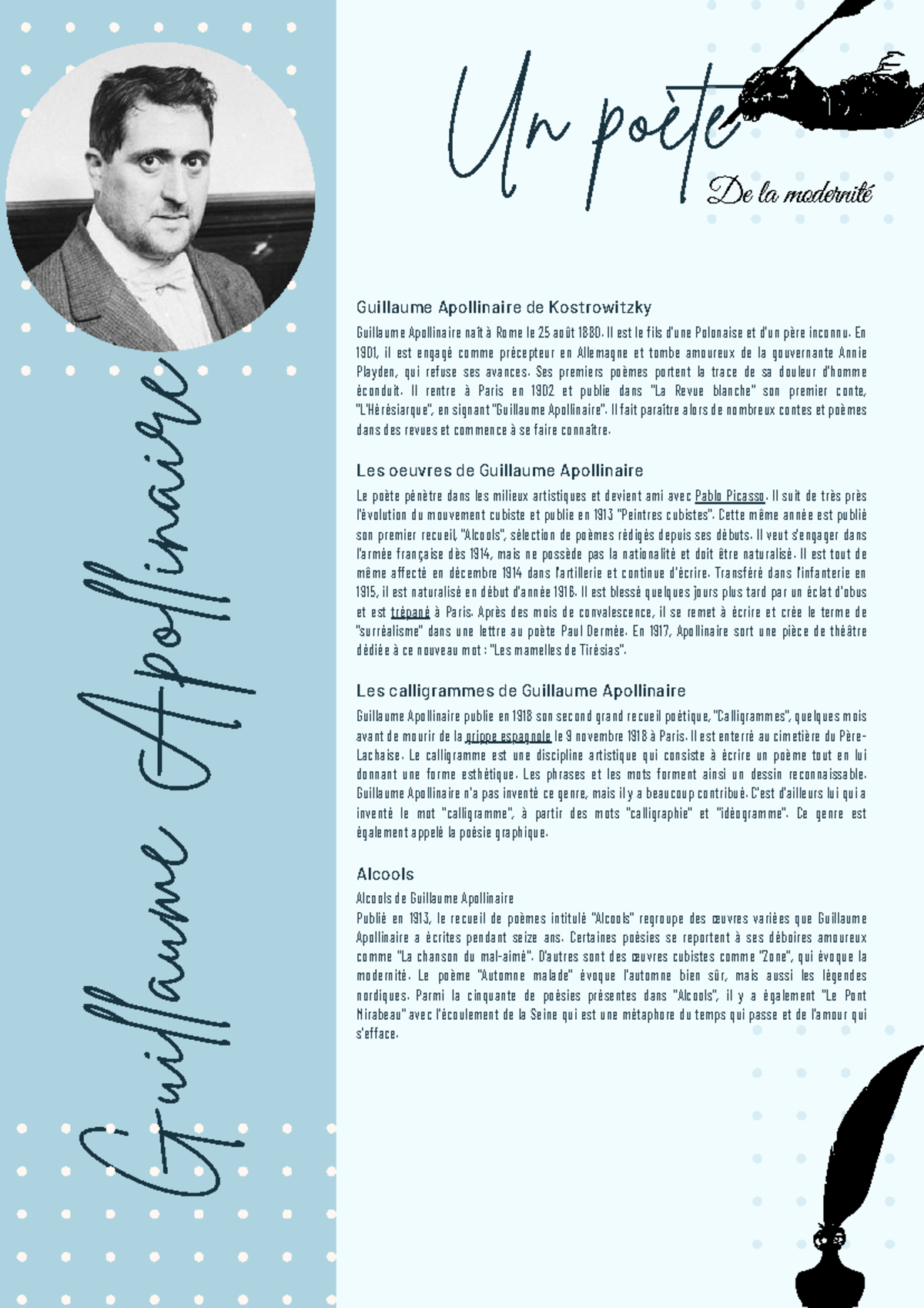 Biographie Guillaume Apollinaire Un poète Guillaume Apollinaire