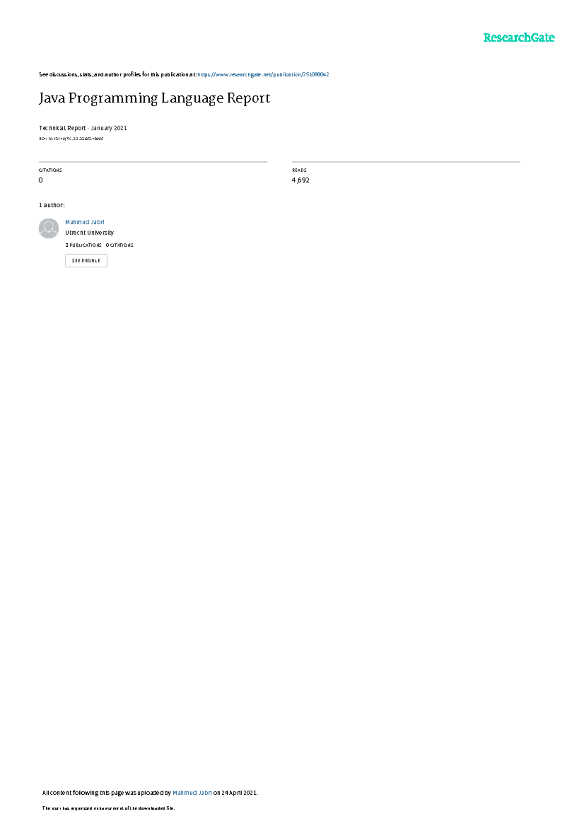 Java Language Report - See discussions, stats, and author profiles for ...