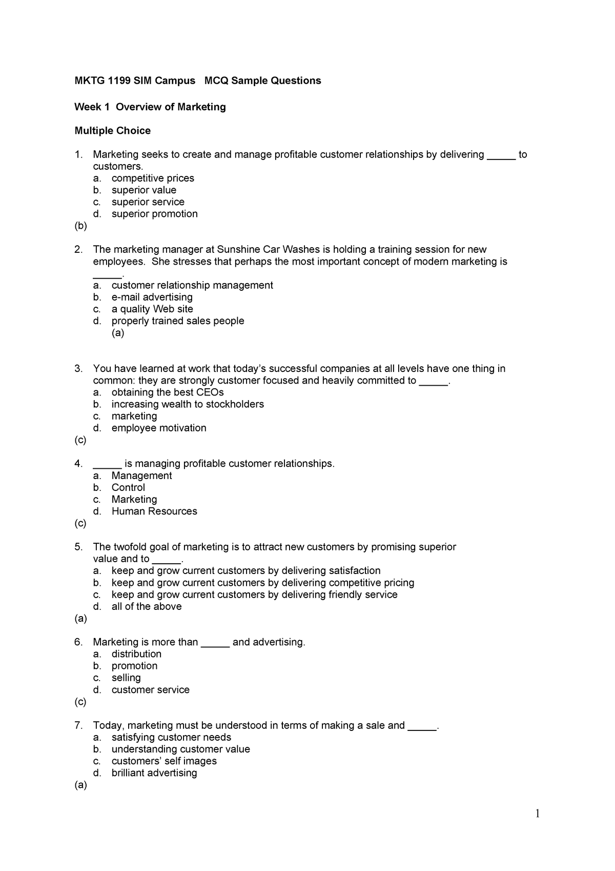 MCQS Valid Test Objectives