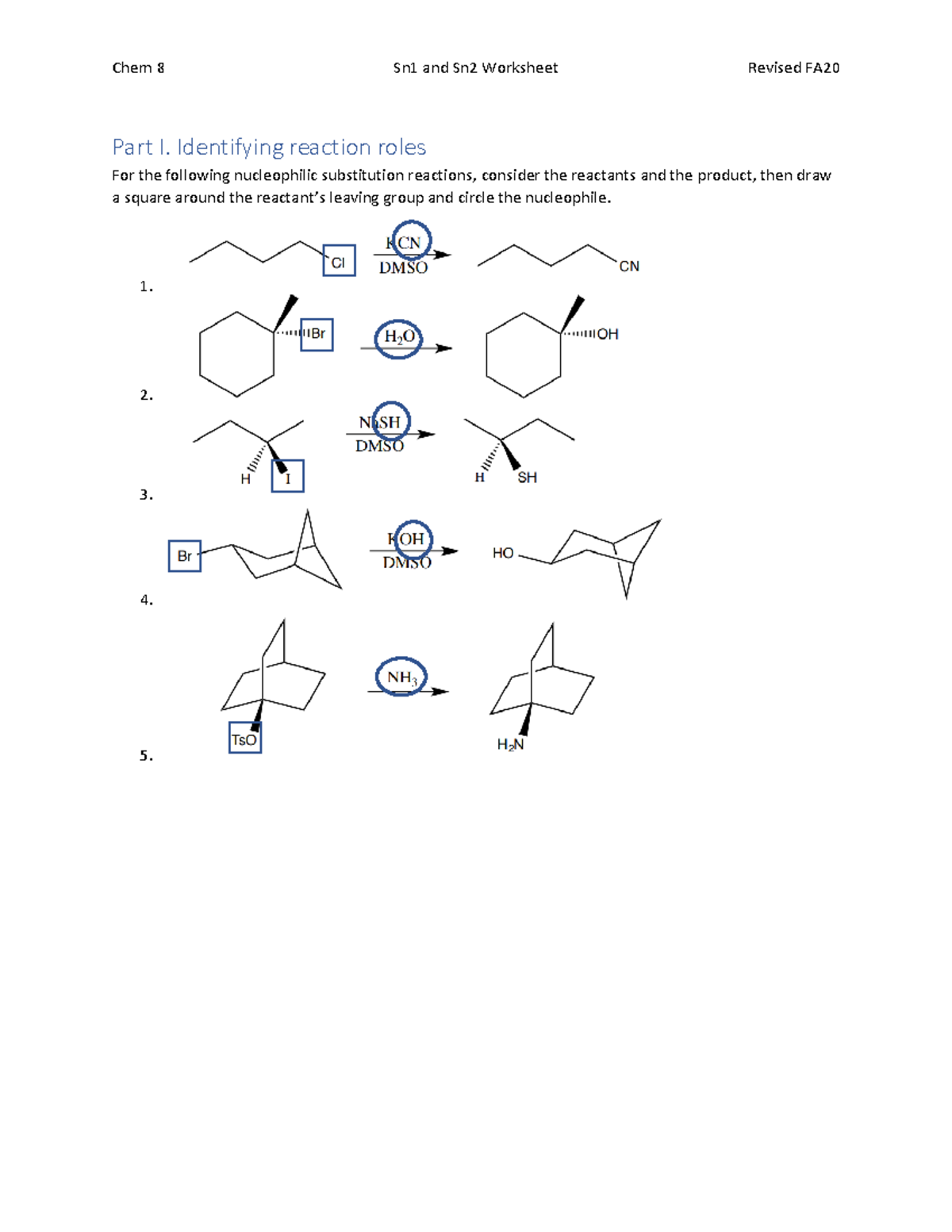 Sn1 Or Sn2 - Solutions, Pdf - Chem 8 Sn1 And Sn2 Worksheet Revised FA ...