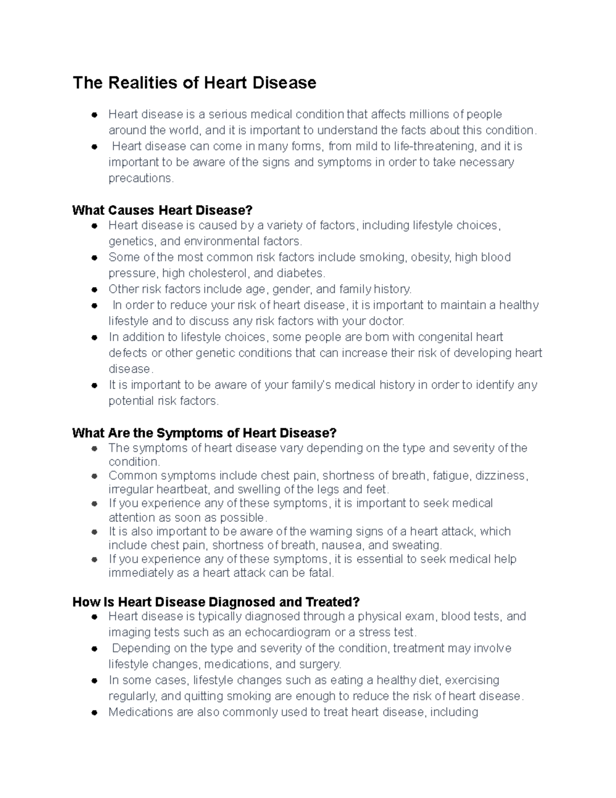 The Realties of Heart Disease - Heart disease can come in many forms ...