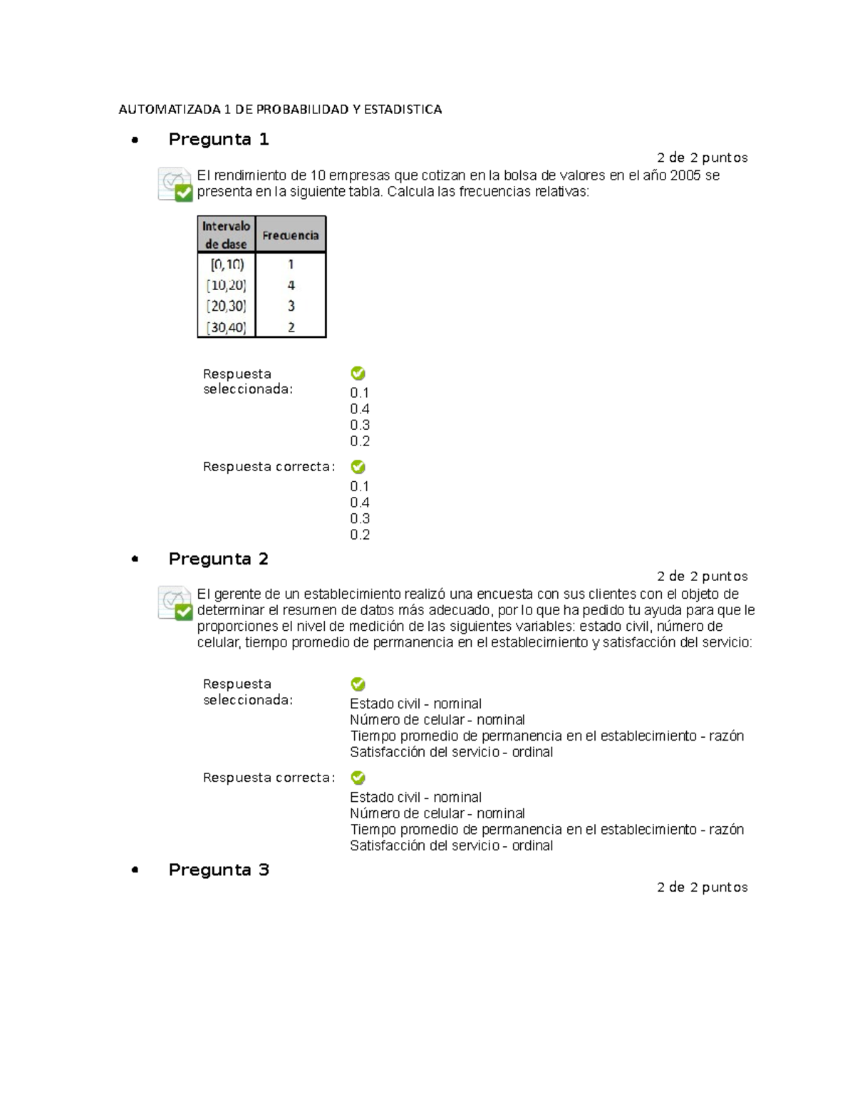 Automatizada 1 DE Probabilidad Y Estadistica - AUTOMATIZADA 1 DE ...