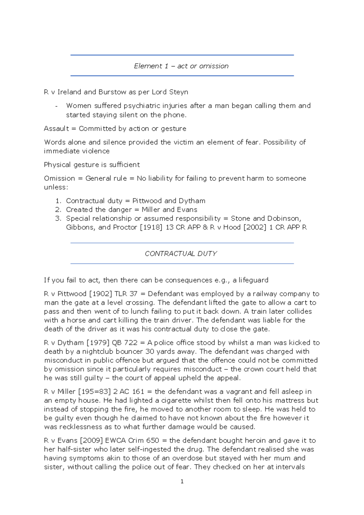 Act or omission - Criminal Law - Element 1 – act or omission R v ...