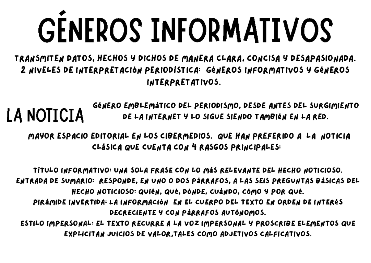 Estilos periodísticos - LA NOTICIA GÉNEROS INFORMATIVOS Transmiten ...