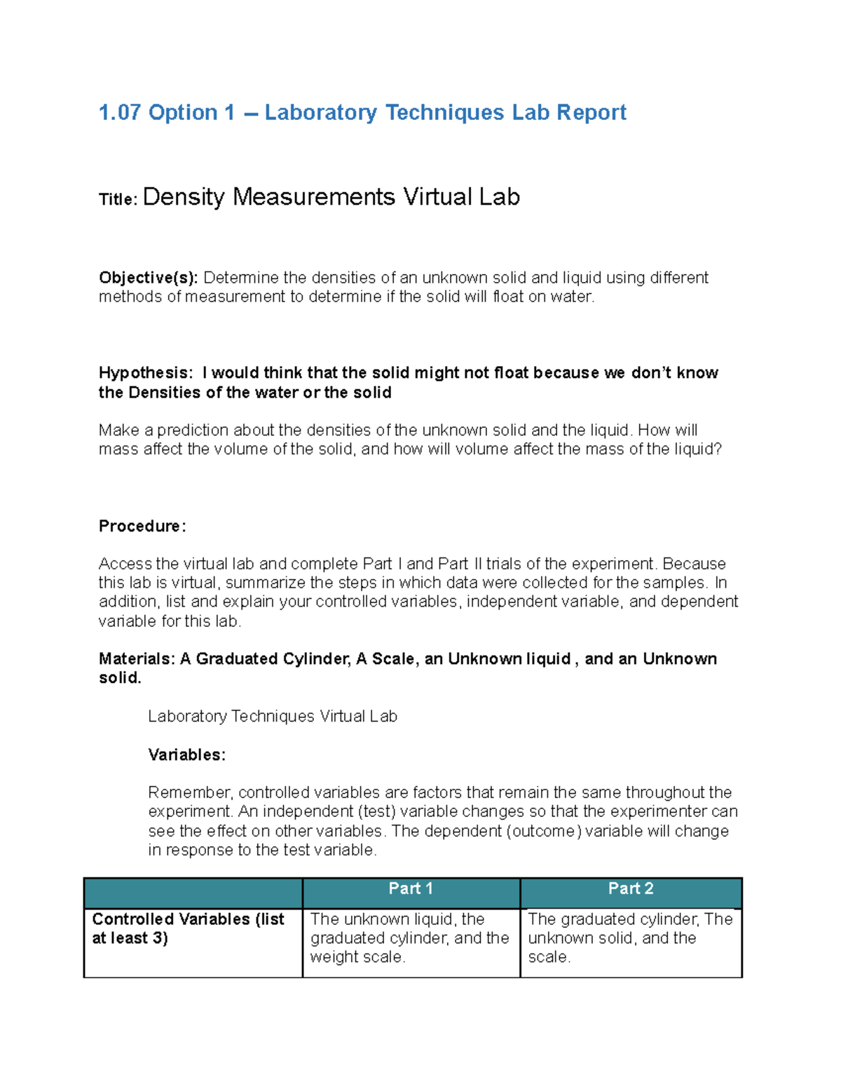 assignment 01 07 laboratory techniques