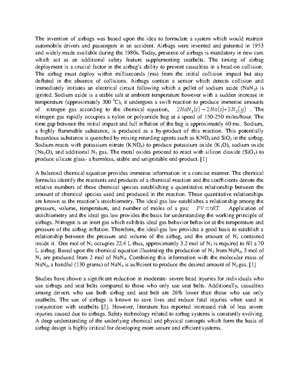 Scientists Write week 4 The invention of airbags was based upon the