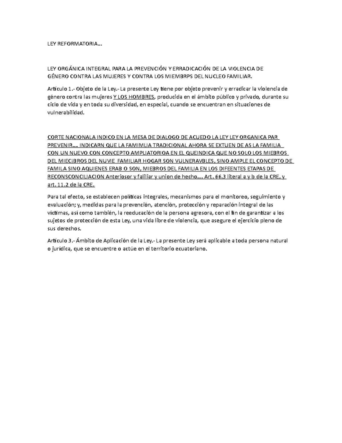 LEY Reformatoria A LA LEY DE LA Violencia - LEY REFORMATORIA... LEY ...