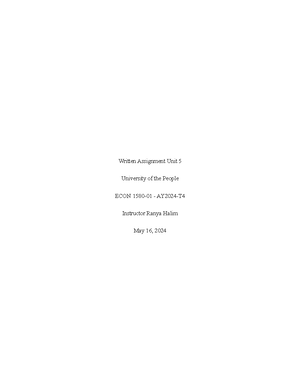 Writing Assignment Unit 5 - The increase is generally considered bad ...