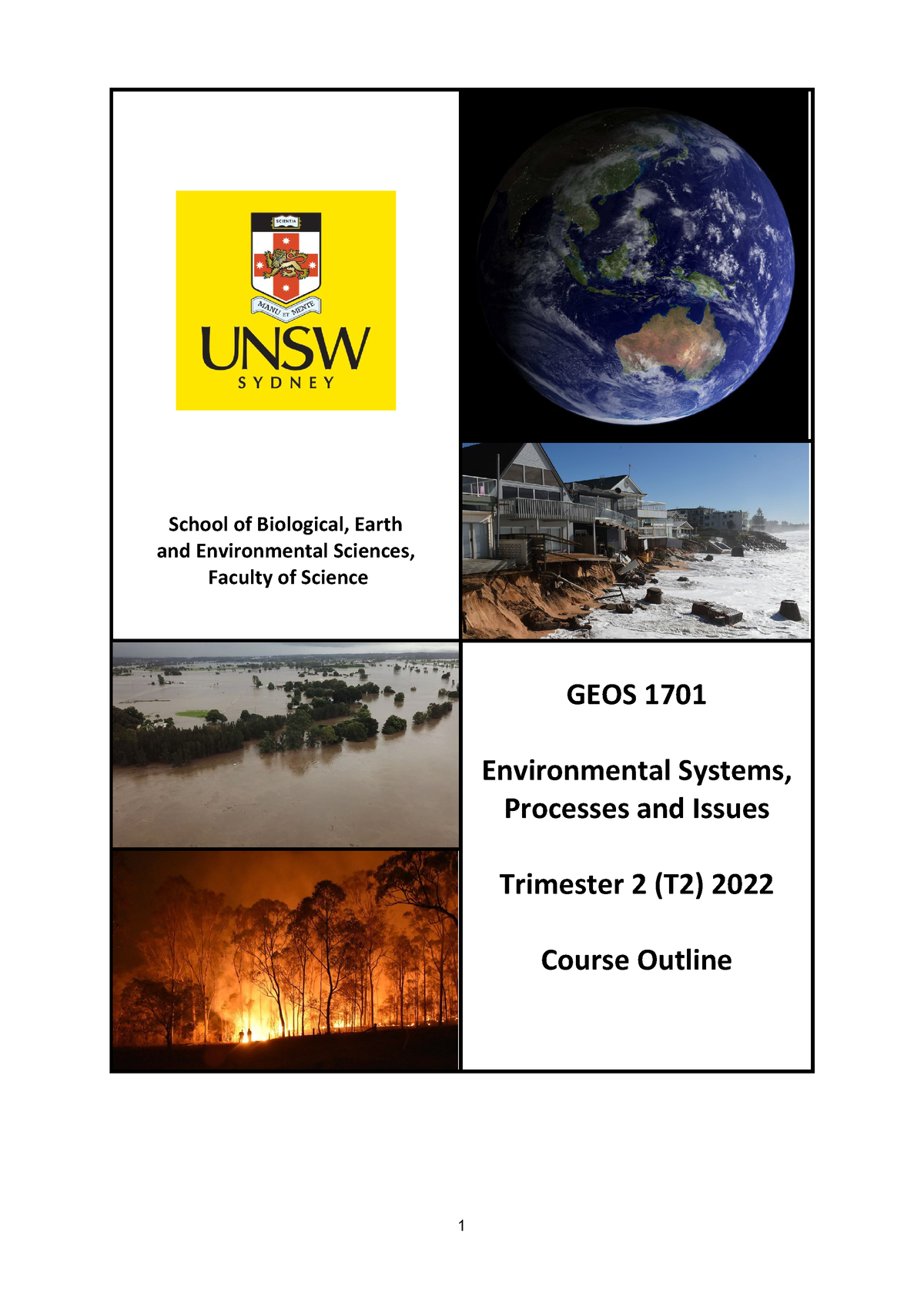 GEOS1701 T2 2022 Course Outline - School Of Biological, Earth And ...