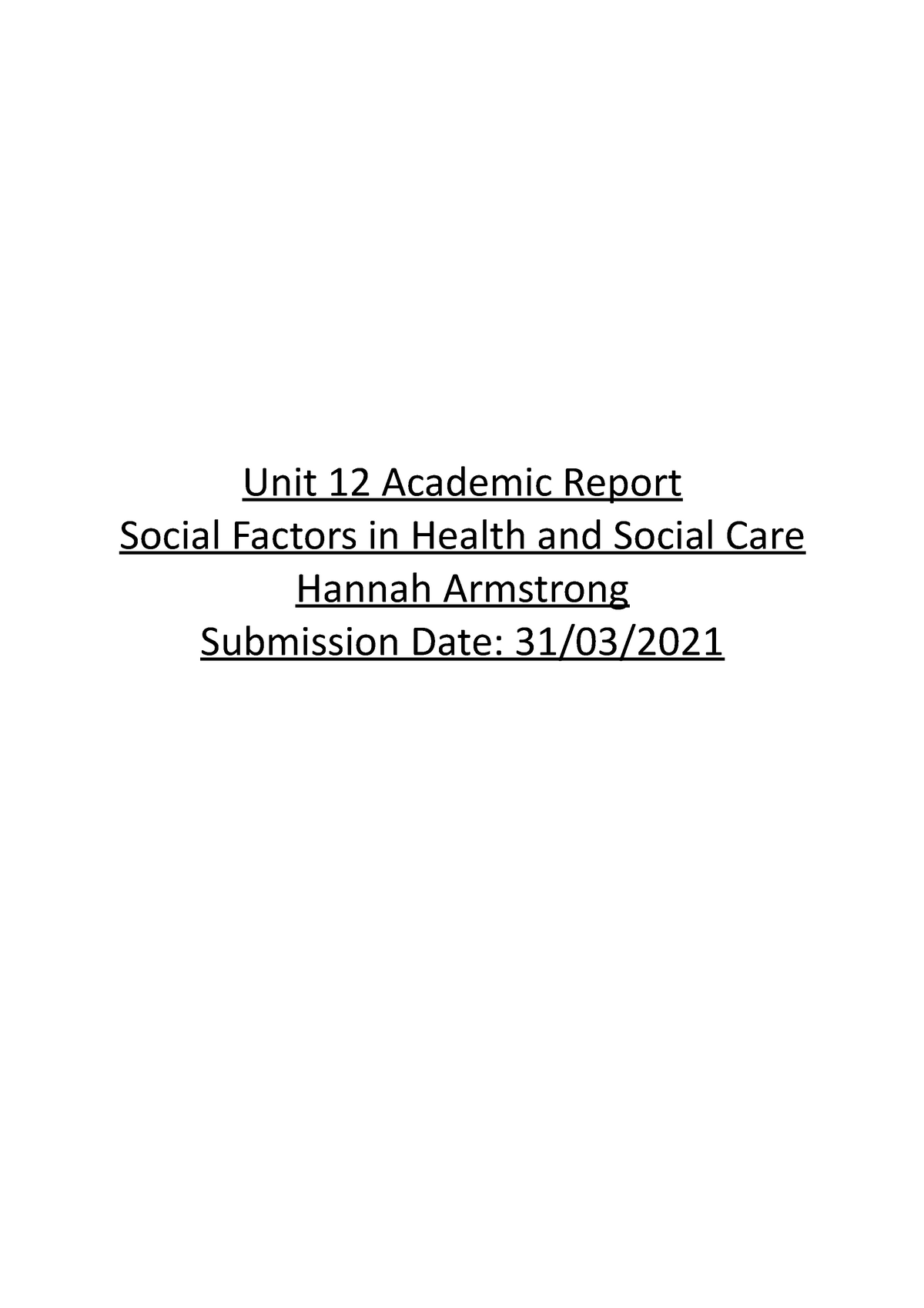 health and social care unit 12 assignment 1