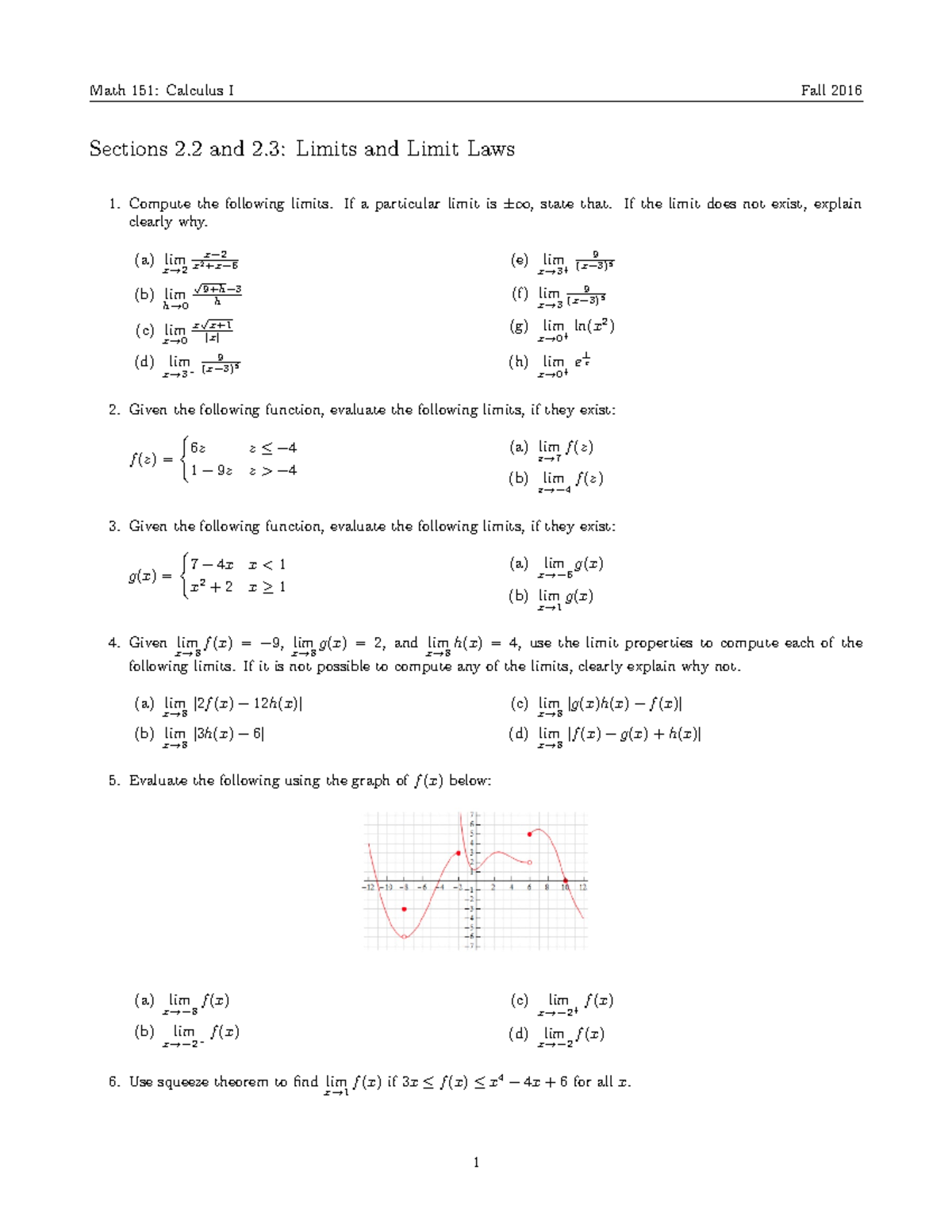 2345728 - Worksheet - Math 151: Calculus I Fall 2016 Sections 2 and 2 ...