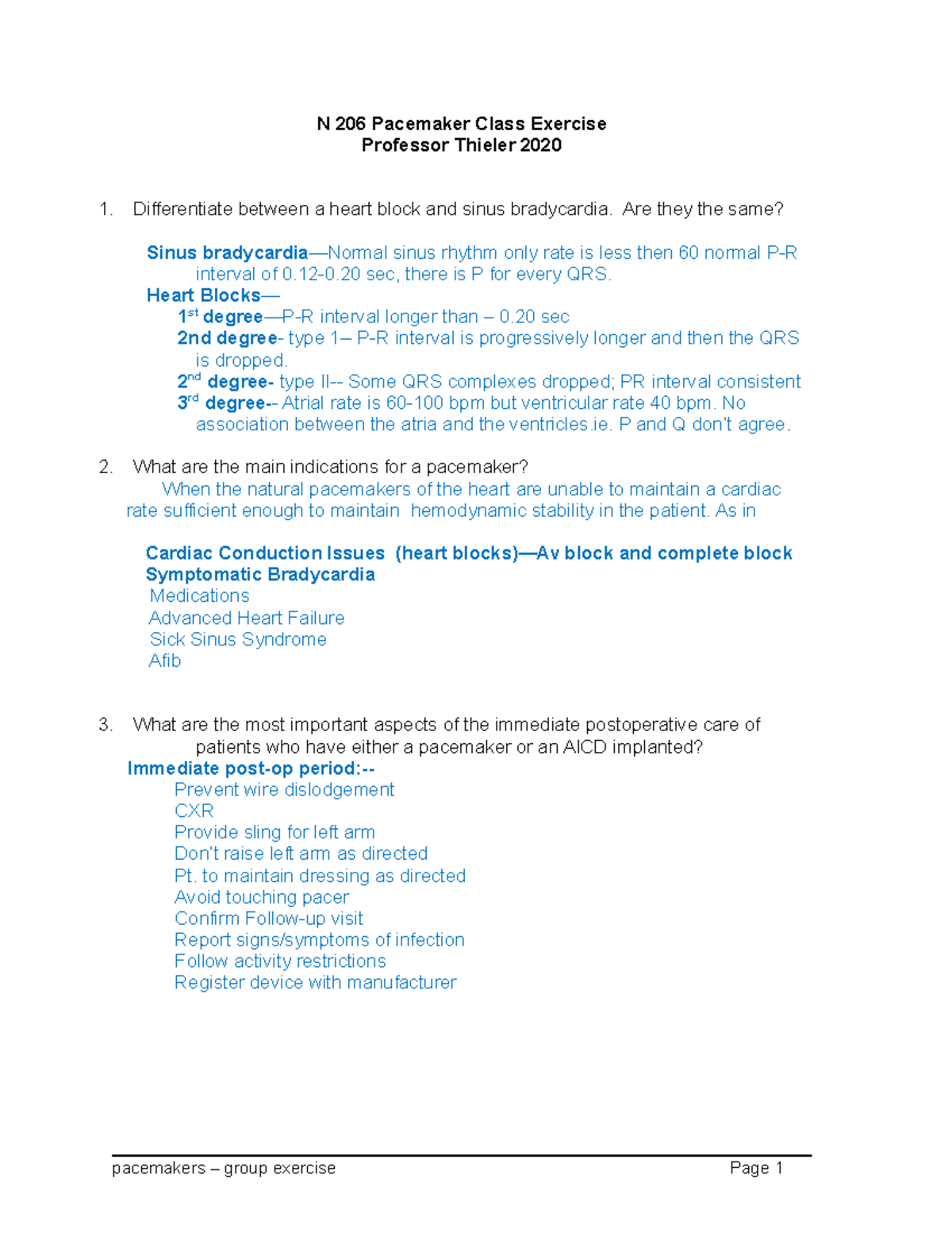 Answers-Pacemaker lecture class questions. students copy (1) 2 - NUR ...
