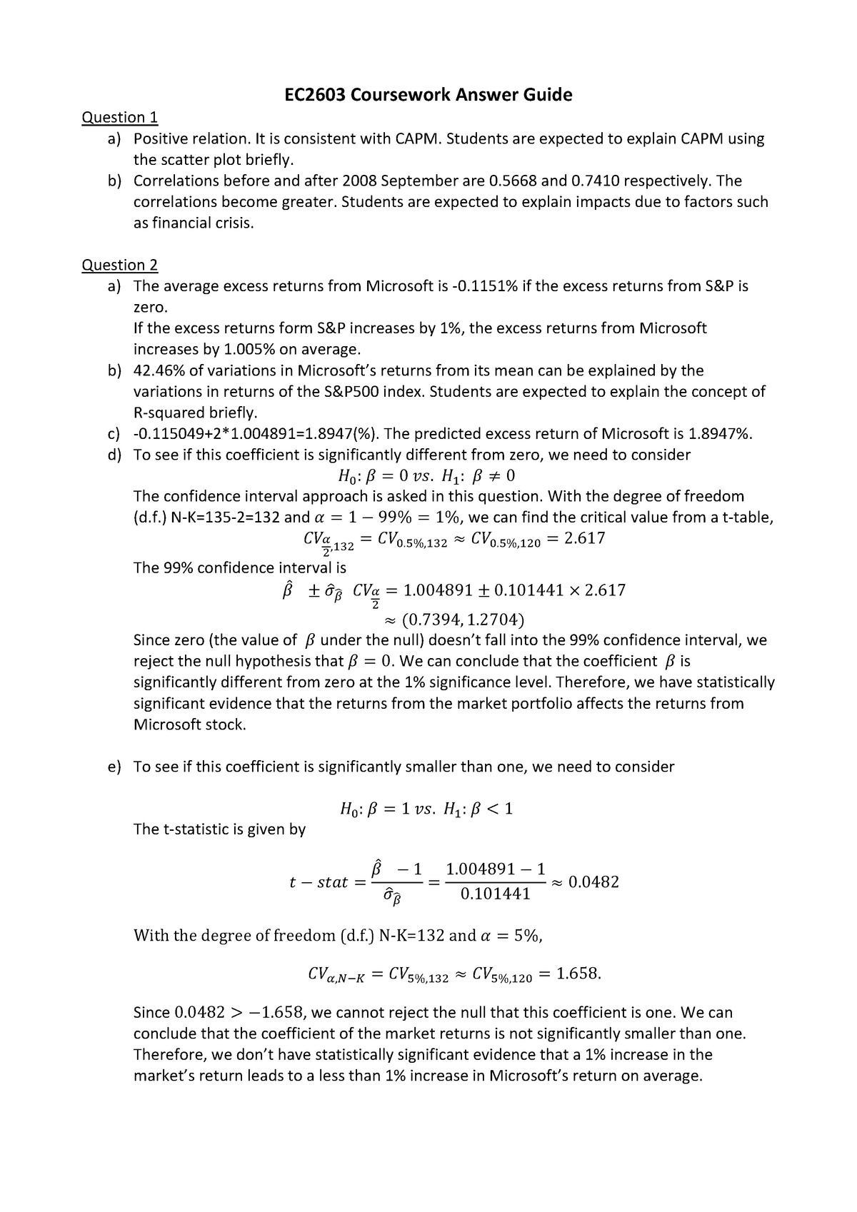 Ec2603 Coursework Answer Guide Studocu