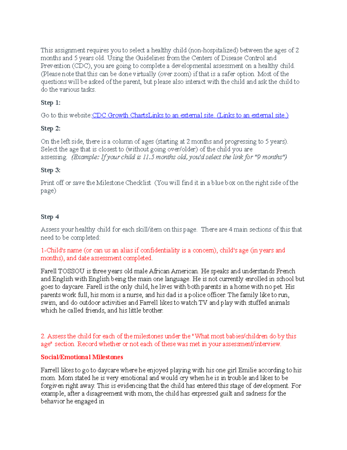 Child groth and develpoment - This assignment requires you to select a ...