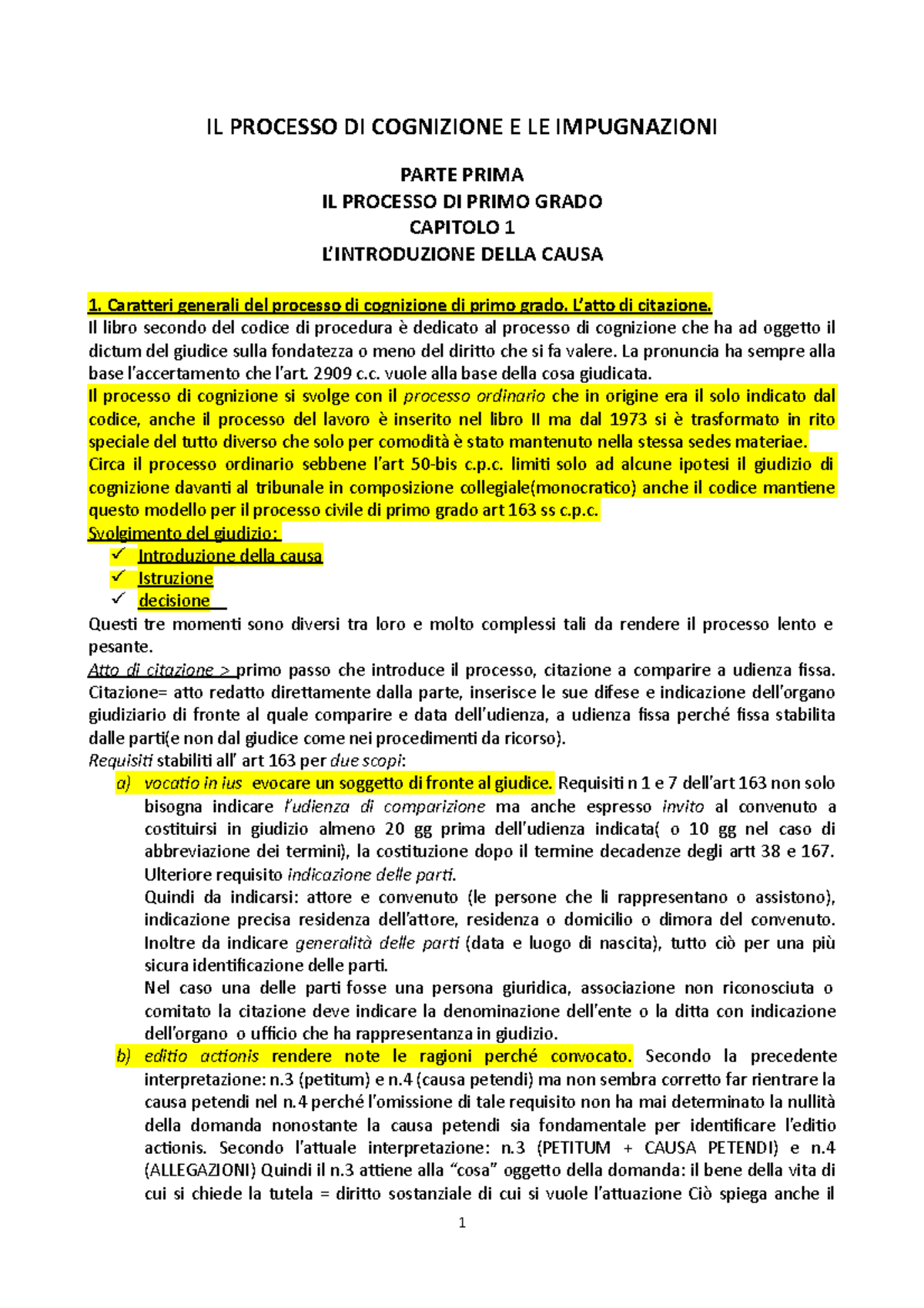 Riassunto Diritto Processuale Civile Vol.2 - IL PROCESSO DI COGNIZIONE ...