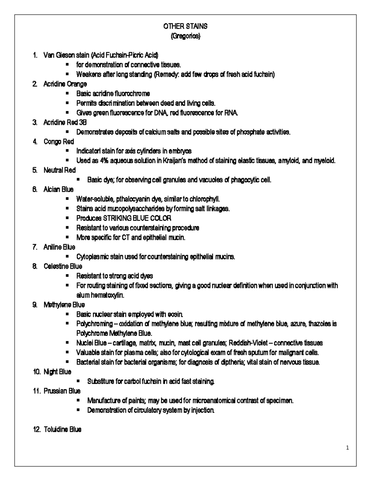 Stains-notes - learn and be knowledgeable - OTHER STAINS (Gregorios) 1 ...