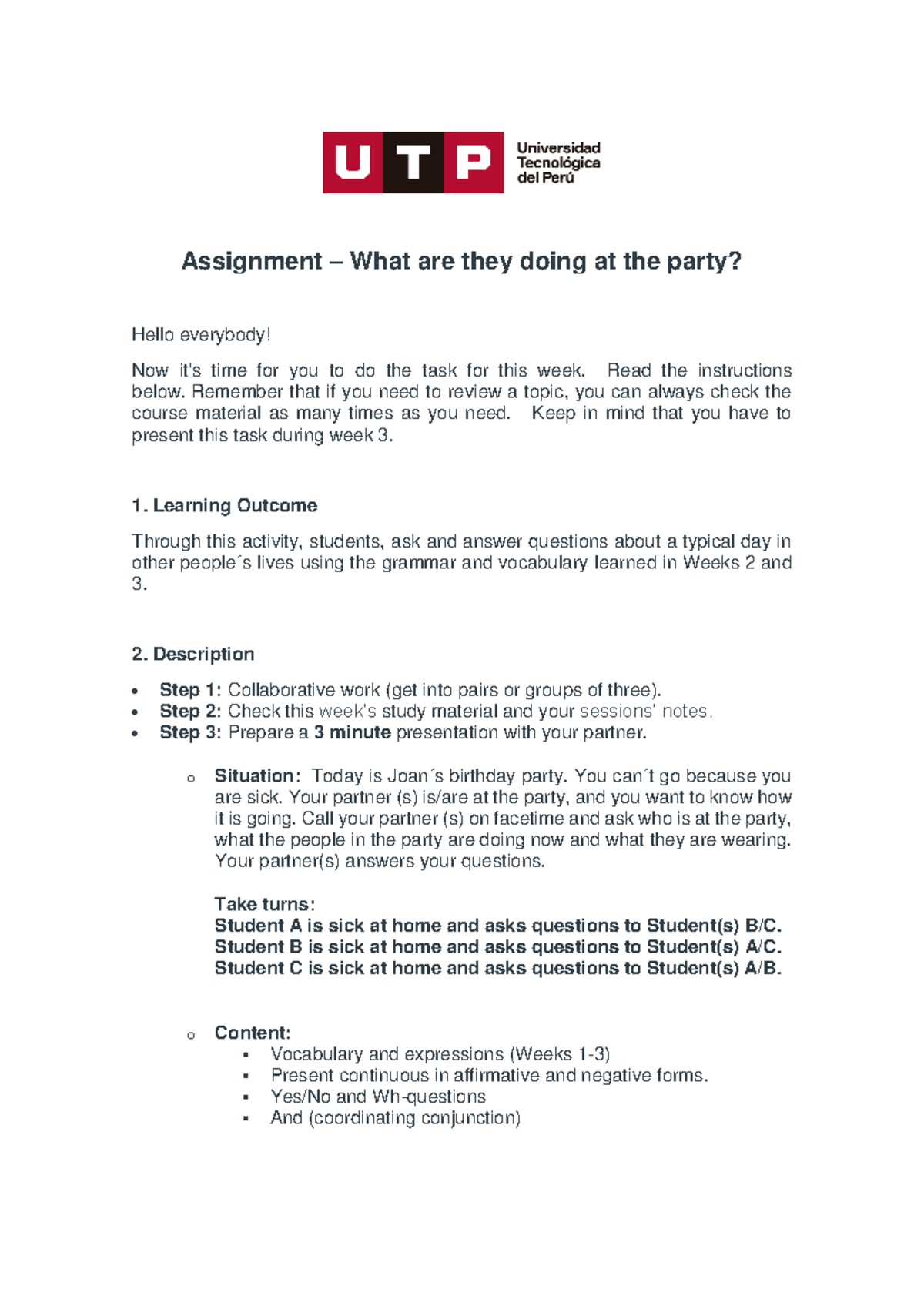 Week+3+-+Task+ - week 3 - Assignment – What are they doing at the party ...
